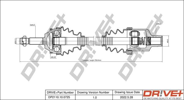 Dr!ve+ DP2110.10.0725 - Drive Shaft autospares.lv