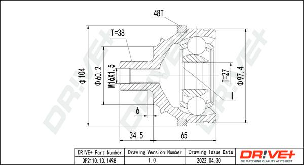 Dr!ve+ DP2110.10.1498 - Joint Kit, drive shaft autospares.lv