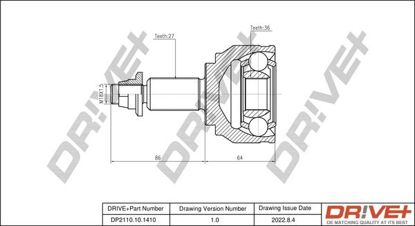 Dr!ve+ DP2110.10.1410 - Joint Kit, drive shaft autospares.lv