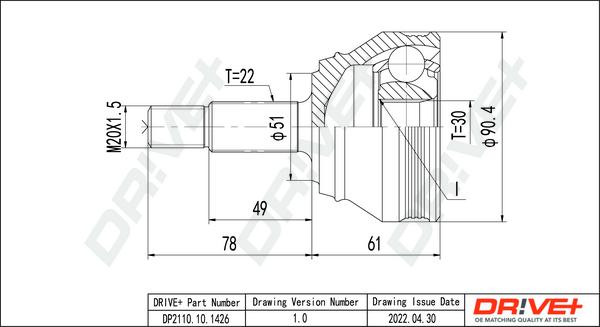 Dr!ve+ DP2110.10.1426 - Joint Kit, drive shaft autospares.lv