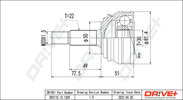 Dr!ve+ DP2110.10.1509 - Joint Kit, drive shaft autospares.lv