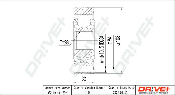 Dr!ve+ DP2110.10.1659 - Joint Kit, drive shaft autospares.lv