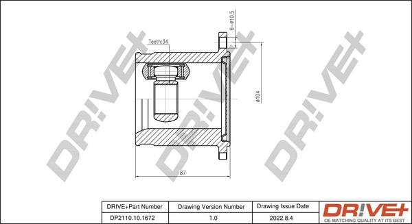 Dr!ve+ DP2110.10.1672 - Joint Kit, drive shaft autospares.lv