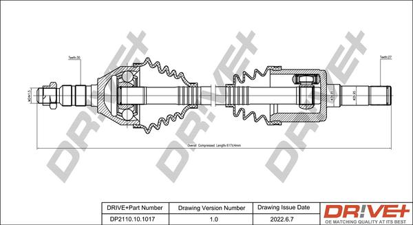 Dr!ve+ DP2110.10.1017 - Drive Shaft autospares.lv