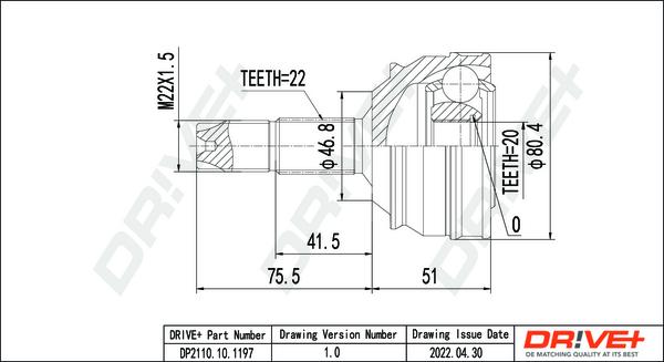 Dr!ve+ DP2110.10.1197 - Joint Kit, drive shaft autospares.lv