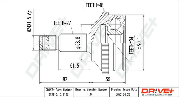 Dr!ve+ DP2110.10.1147 - Joint Kit, drive shaft autospares.lv