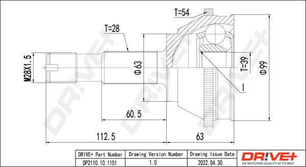 Dr!ve+ DP2110.10.1151 - Joint Kit, drive shaft autospares.lv