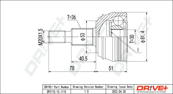 Dr!ve+ DP2110.10.1115 - Joint Kit, drive shaft autospares.lv