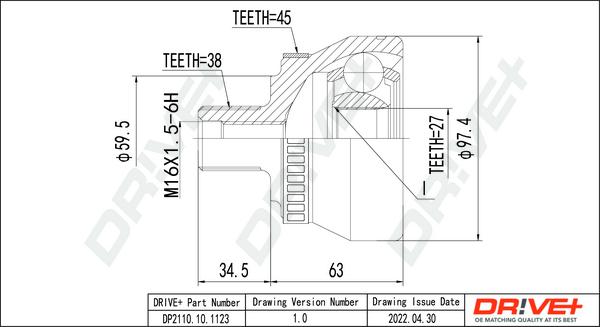 Dr!ve+ DP2110.10.1123 - Joint Kit, drive shaft autospares.lv