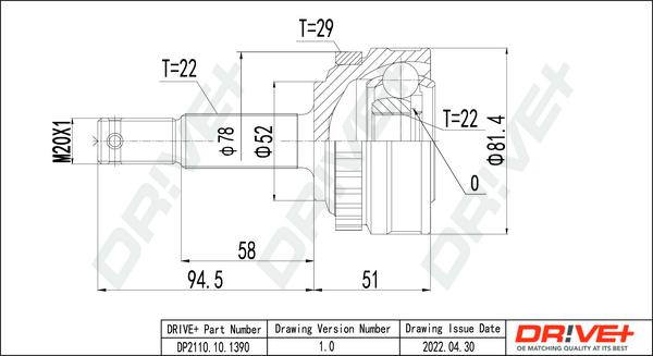 Dr!ve+ DP2110.10.1390 - Joint Kit, drive shaft autospares.lv