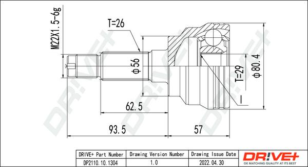 Dr!ve+ DP2110.10.1304 - Joint Kit, drive shaft autospares.lv