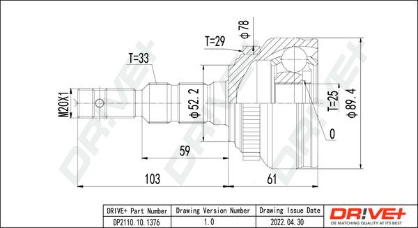 Dr!ve+ DP2110.10.1376 - Joint Kit, drive shaft autospares.lv