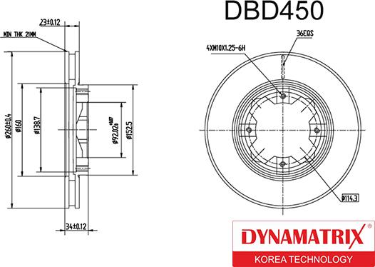 Dynamatrix DBD450 - Brake Disc autospares.lv