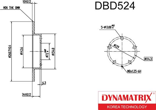 Dynamatrix DBD524 - Brake Disc autospares.lv