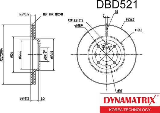 Dynamatrix DBD521 - Brake Disc autospares.lv