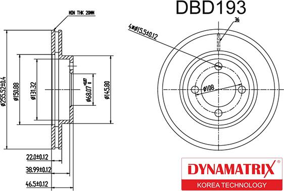 Dynamatrix DBD193 - Brake Disc autospares.lv