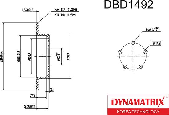 Dynamatrix DBD1492 - Brake Disc autospares.lv