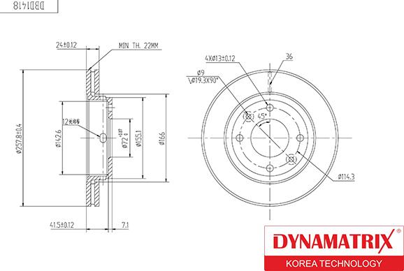 Dynamatrix DBD1418 - Brake Disc autospares.lv