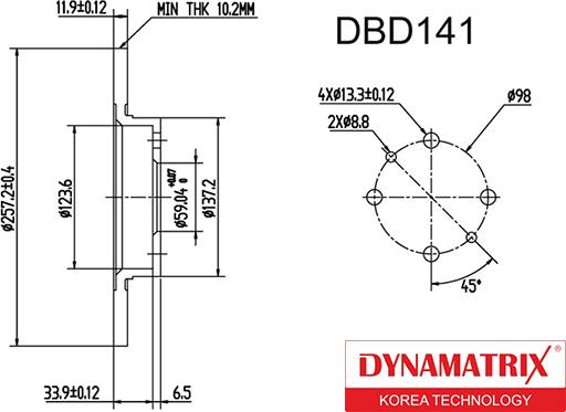 Dynamatrix DBD141 - Brake Disc autospares.lv