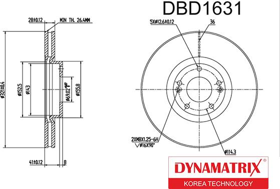 Dynamatrix DBD1631 - Brake Disc autospares.lv