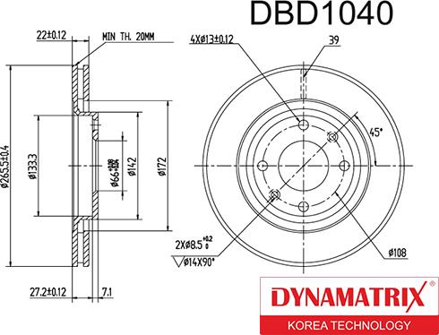 Dynamatrix DBD1040 - Brake Disc autospares.lv