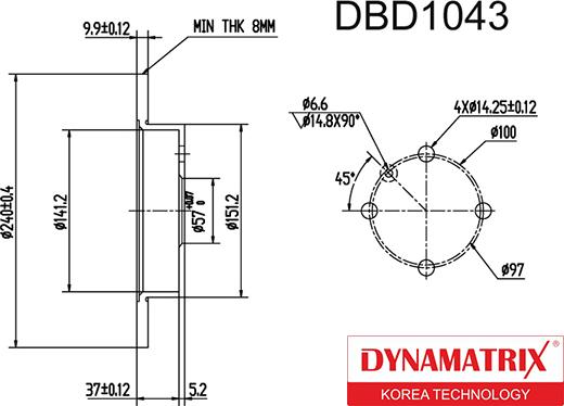 Dynamatrix DBD1043 - Brake Disc autospares.lv