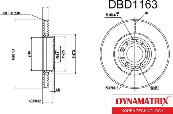 Dynamatrix DBD1163 - Brake Disc autospares.lv