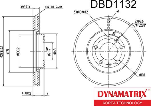 Dynamatrix DBD1132 - Brake Disc autospares.lv