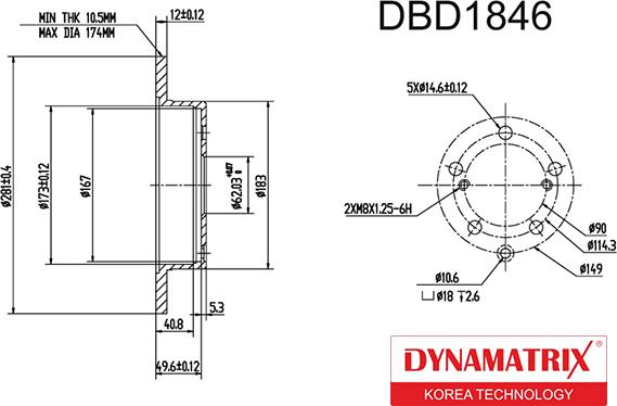 Dynamatrix DBD1846 - Brake Disc autospares.lv