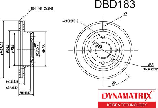 Dynamatrix DBD183 - Brake Disc autospares.lv