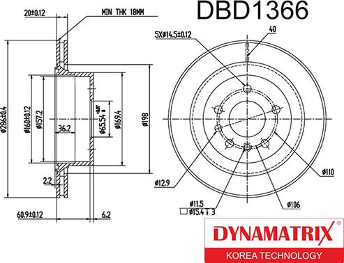 Dynamatrix DBD1366 - Brake Disc autospares.lv