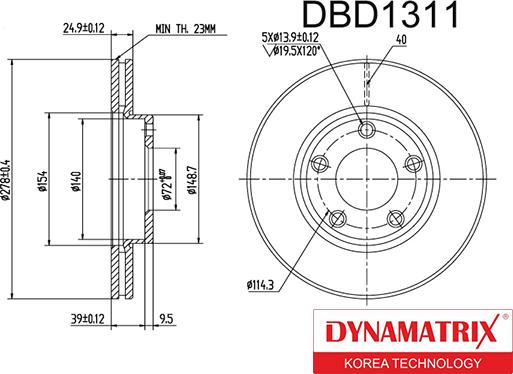 Dynamatrix DBD1311 - Brake Disc autospares.lv