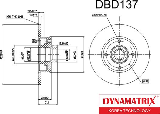 Dynamatrix DBD137 - Brake Disc autospares.lv