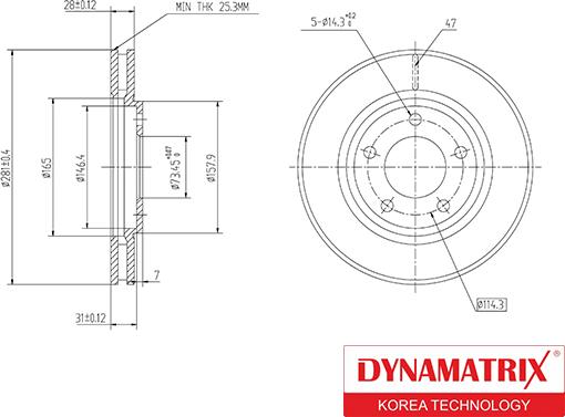 Dynamatrix DBD1214 - Brake Disc autospares.lv