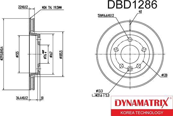 Dynamatrix DBD1286 - Brake Disc autospares.lv