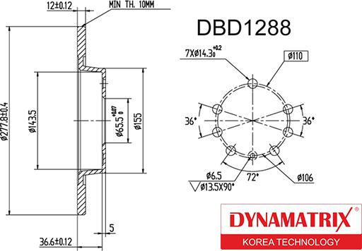 Dynamatrix DBD1288 - Brake Disc autospares.lv