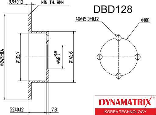 Dynamatrix DBD128 - Brake Disc autospares.lv