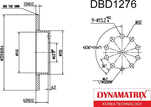 Dynamatrix DBD1276 - Brake Disc autospares.lv