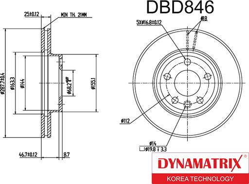 Dynamatrix DBD846 - Brake Disc autospares.lv