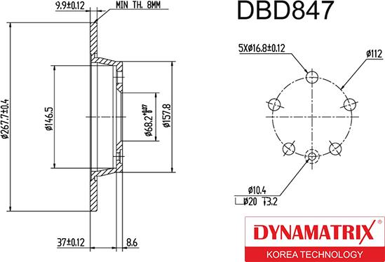 Dynamatrix DBD847 - Brake Disc autospares.lv