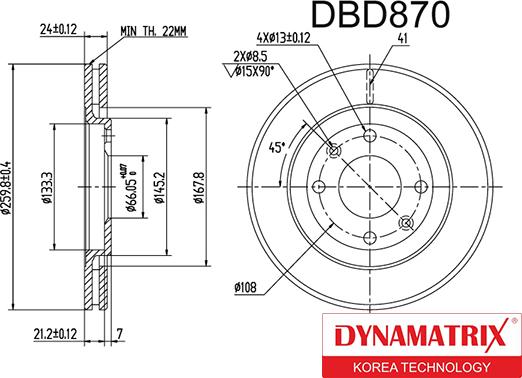 Dynamatrix DBD870 - Brake Disc autospares.lv