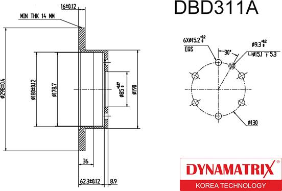 Dynamatrix DBD311A - Brake Disc autospares.lv