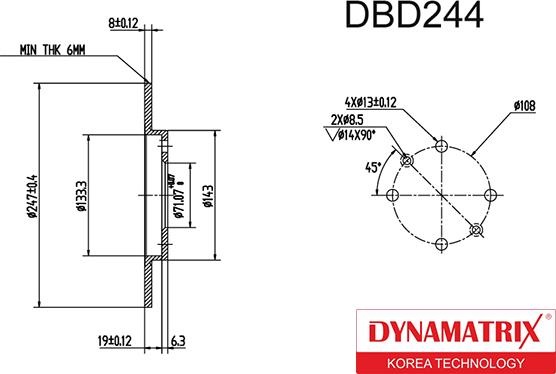 Dynamatrix DBD244 - Brake Disc autospares.lv