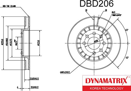 Dynamatrix DBD206 - Brake Disc autospares.lv