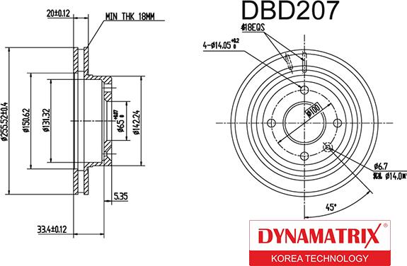 Dynamatrix DBD207 - Brake Disc autospares.lv