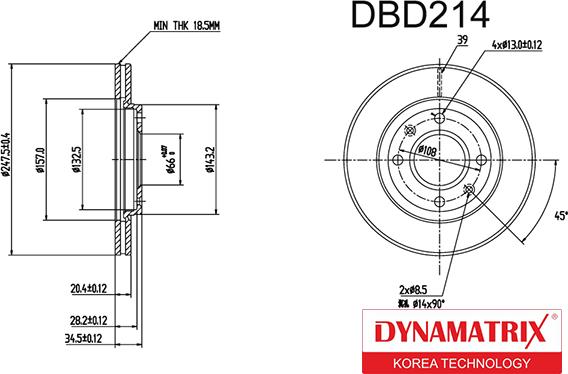 Dynamatrix DBD214 - Brake Disc autospares.lv