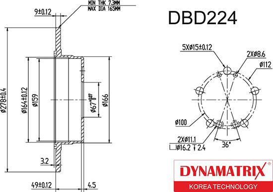 Dynamatrix DBD224 - Brake Disc autospares.lv