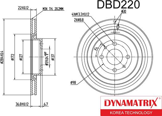 Dynamatrix DBD220 - Brake Disc autospares.lv