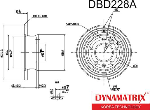Dynamatrix DBD228A - Brake Disc autospares.lv