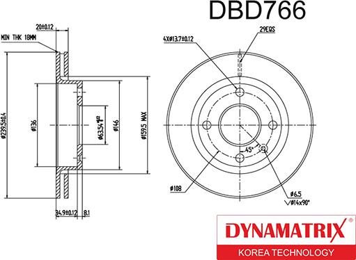 Dynamatrix DBD766 - Brake Disc autospares.lv